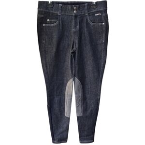 Kerrits Stretch Denim Knee Patch Riding Breeches  Charcoal Size M NWOT